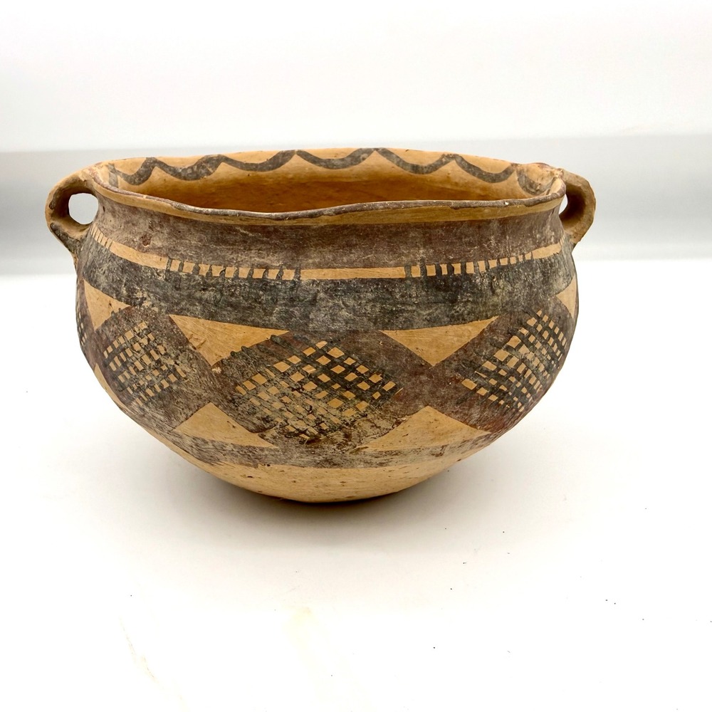 Majiayao Antiquity Bowl 7.25" Earthenware Machang Buff/Black‎ Hartman Estate